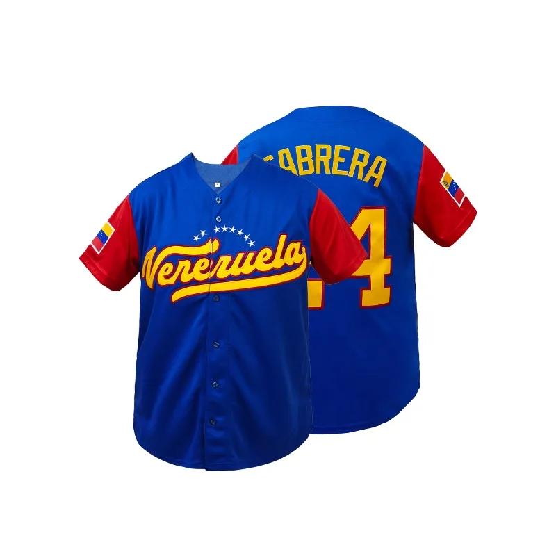 Maillot de baseball respirant pour homme, col en V, manches courtes, « Venezuela 24 » brodé, coupe a
