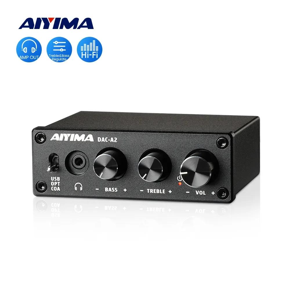 AIYIMA Amplificateur DAC-A2 2.0 Hifi Décodeur Numérique USB Radiateur Audio Sauna Téléphone Amplific