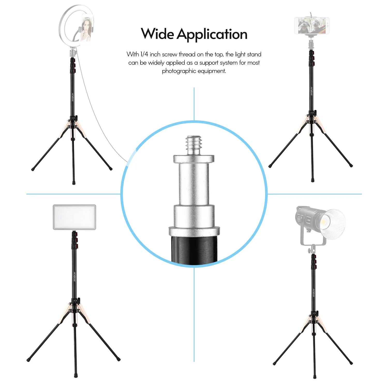 Andoer 190 cm/74.8 pouces Portable en alliage d'aluminium photographie support de lumière inversé pl