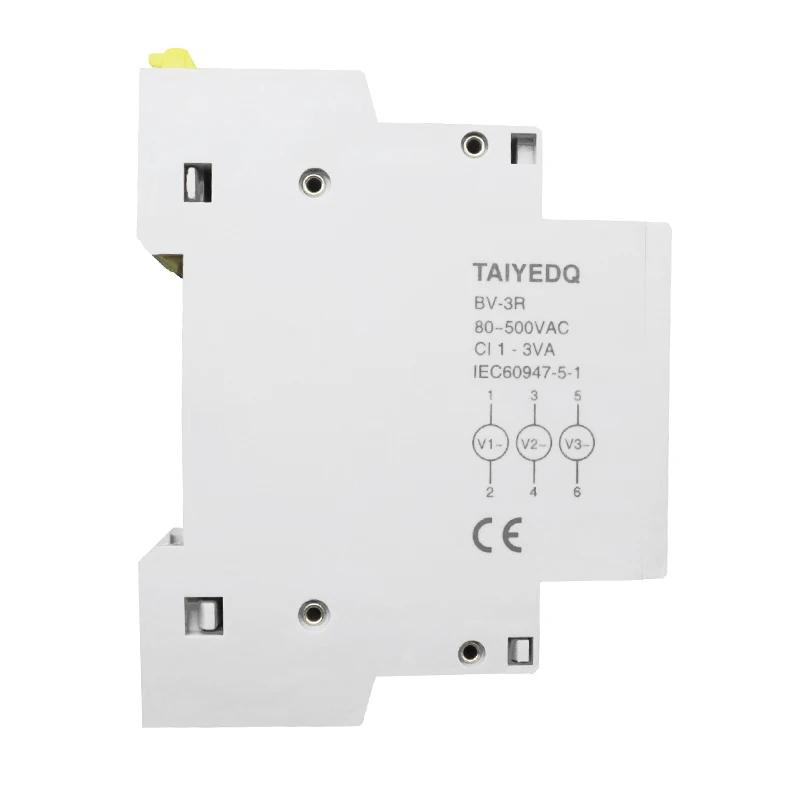 Voltmètre triphasé LED, Mini affichage numérique, compteur de tension modulaire 80-500VAC, Rail Din