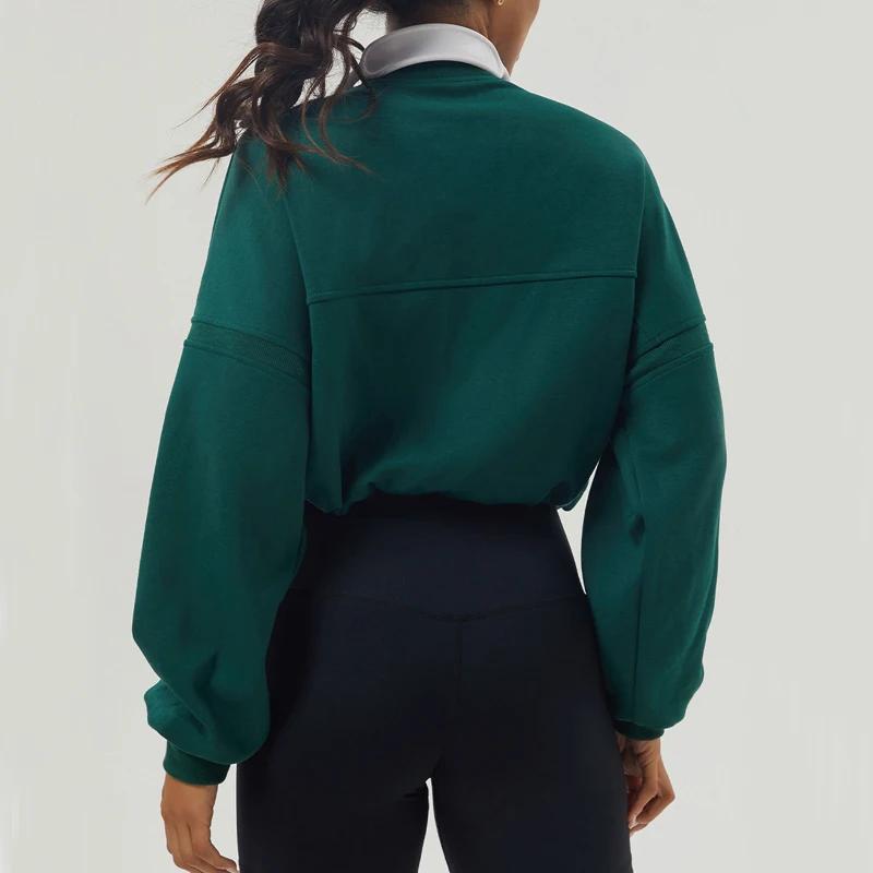 Sweat-shirt à manches longues pour femme, haut de course surdimensionné, vêtements d'entraînement fé