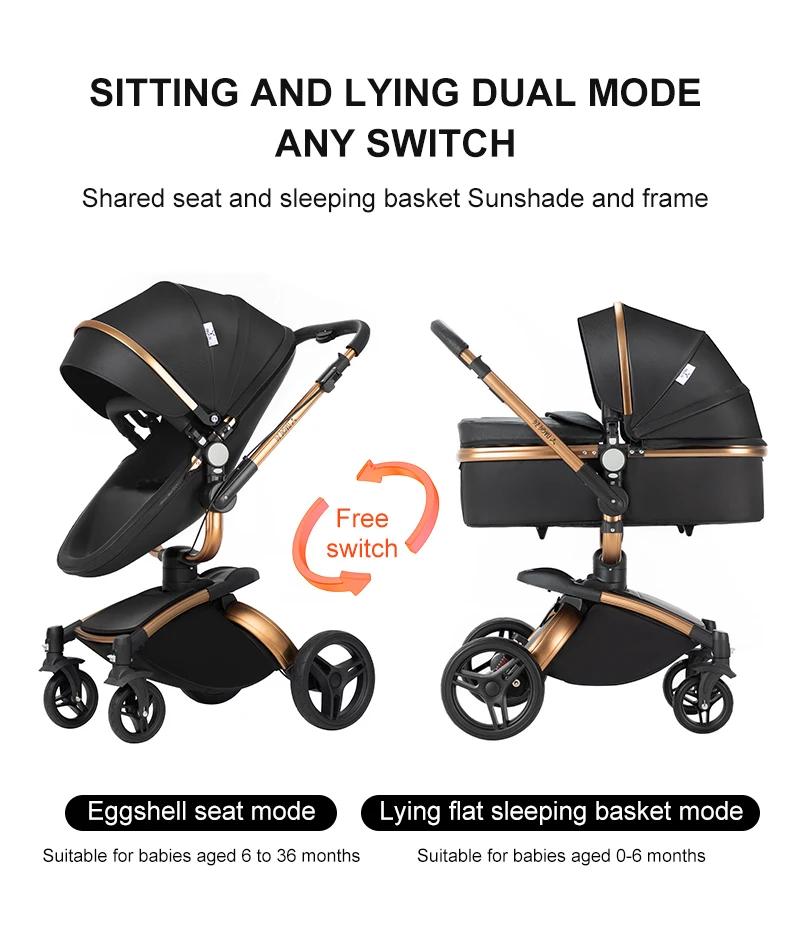 Poussette bébé 3 en 1 pour landau, accessoires pour nouveau-né, poussette de bébé de luxe de paysage