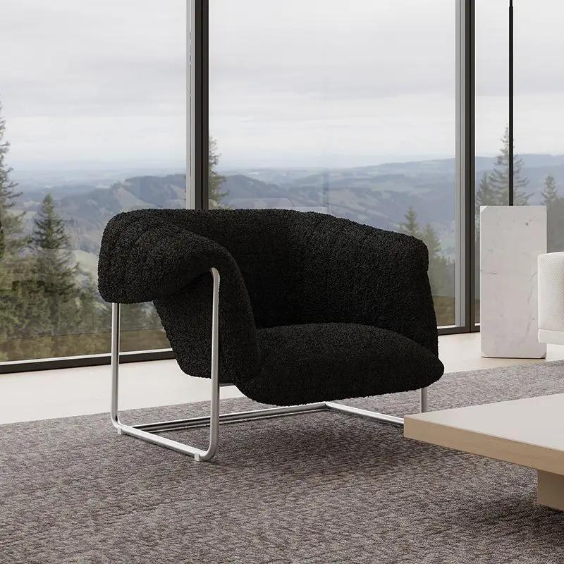 Canapé simple de luxe nordique, chaise de salon en cachemire et acier inoxydable, meubles de maison,