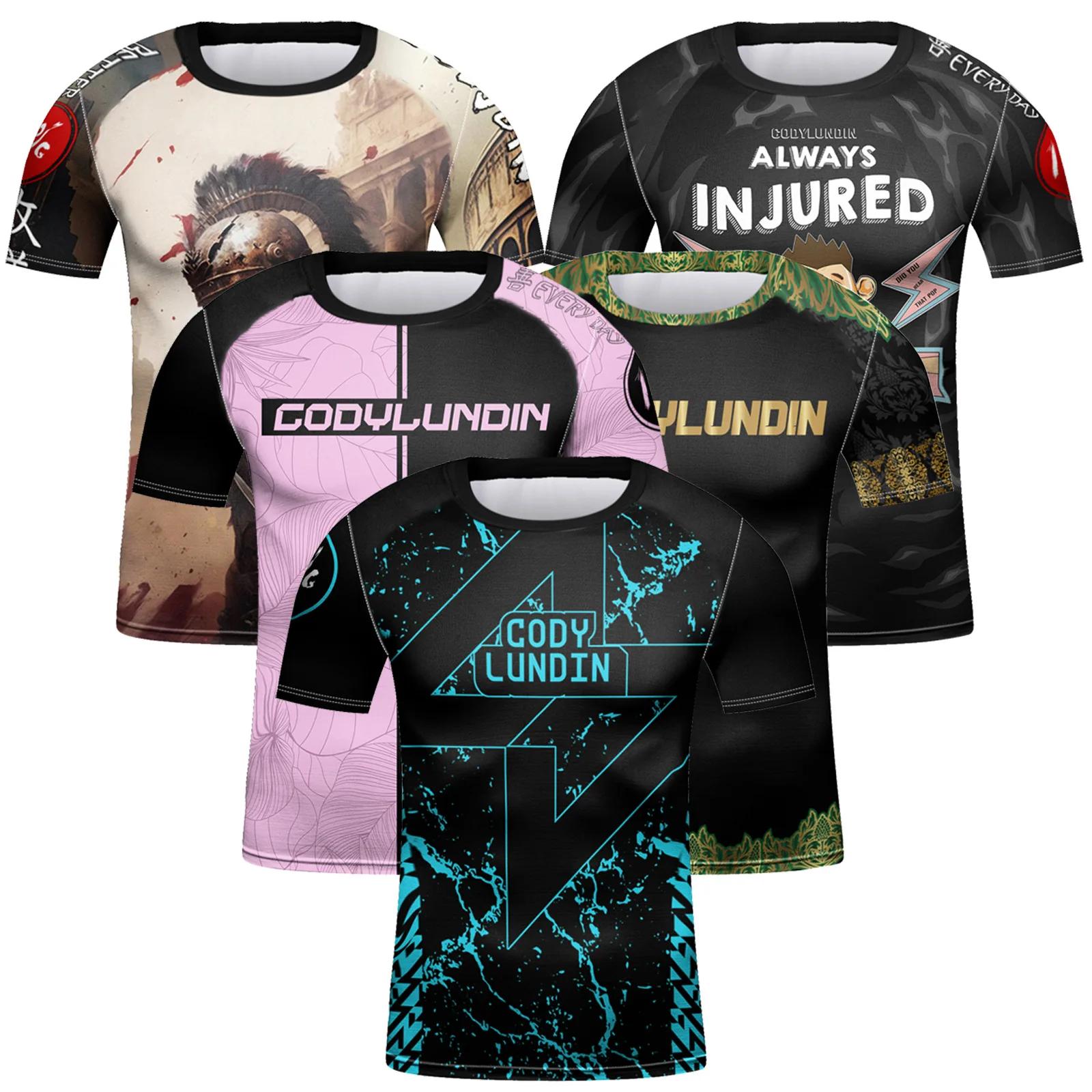T-shirt de sport MMA BJJ Muay Thai pour enfants, manches courtes, jiu jitsu de boxe, séchage rapide,