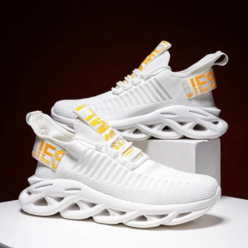 Baskets unisexe confortables couple - Chaussures de course femme et homme respirantes taille 36-46 - Modèle blanc marche et sport