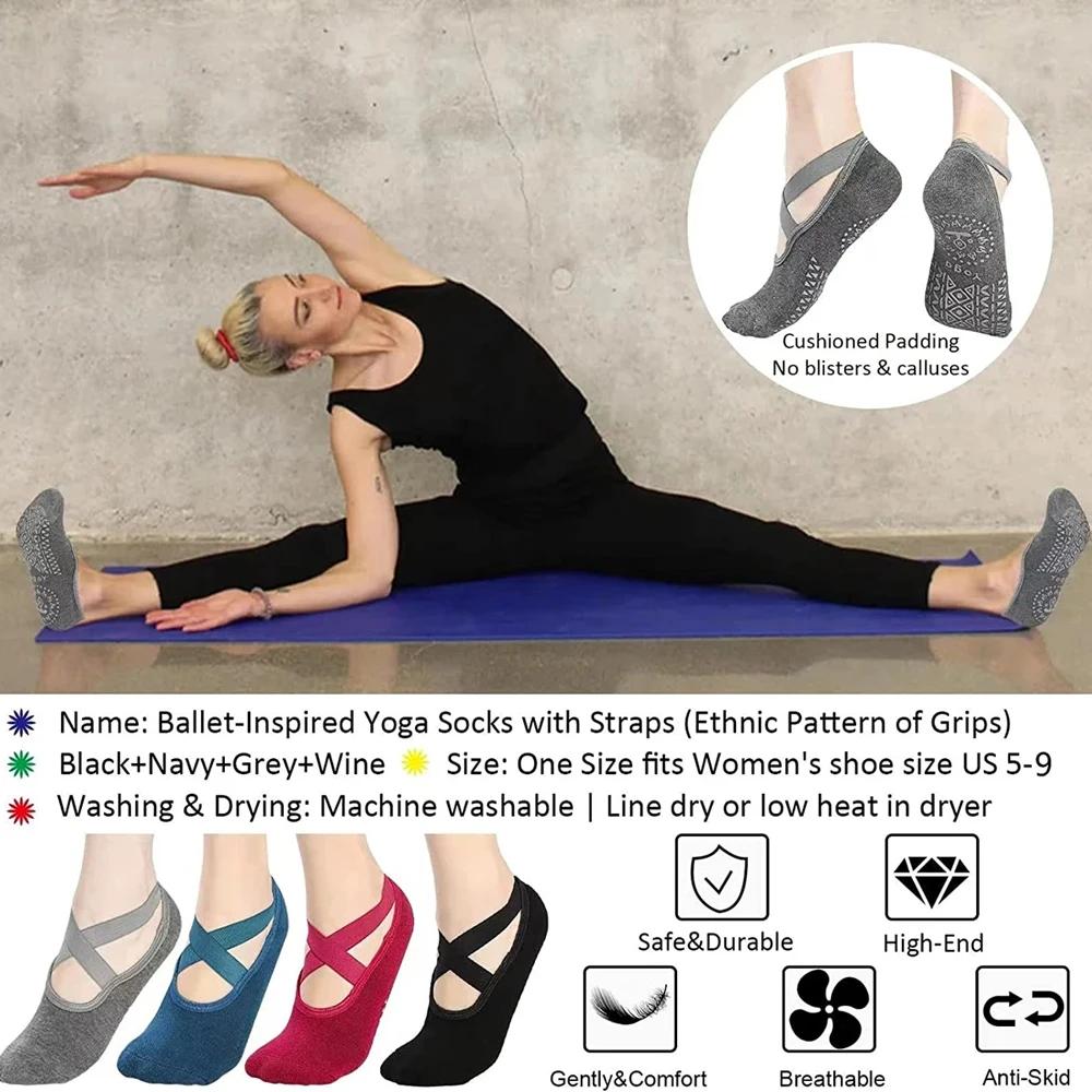 Chaussettes de yoga femmes antidérapantes en silicone - Pour pilates, ballet et fitness