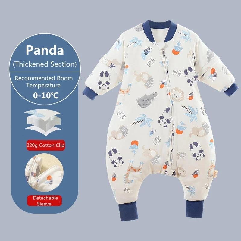 Gigoteuse à jambes fendues de dessin animé pour bébé, sac de couchage pour enfants, poignées, manche