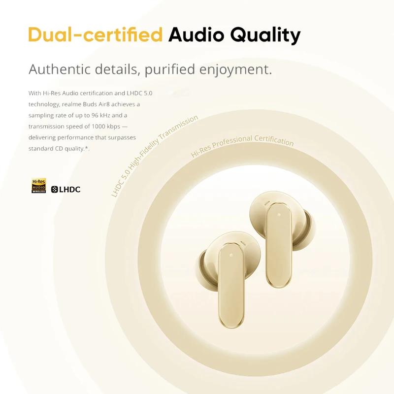 Version Globale realme Buds Air 8, Écouteurs sans fil Bluetooth 5.4 avec réduction de bruit ultra-pr