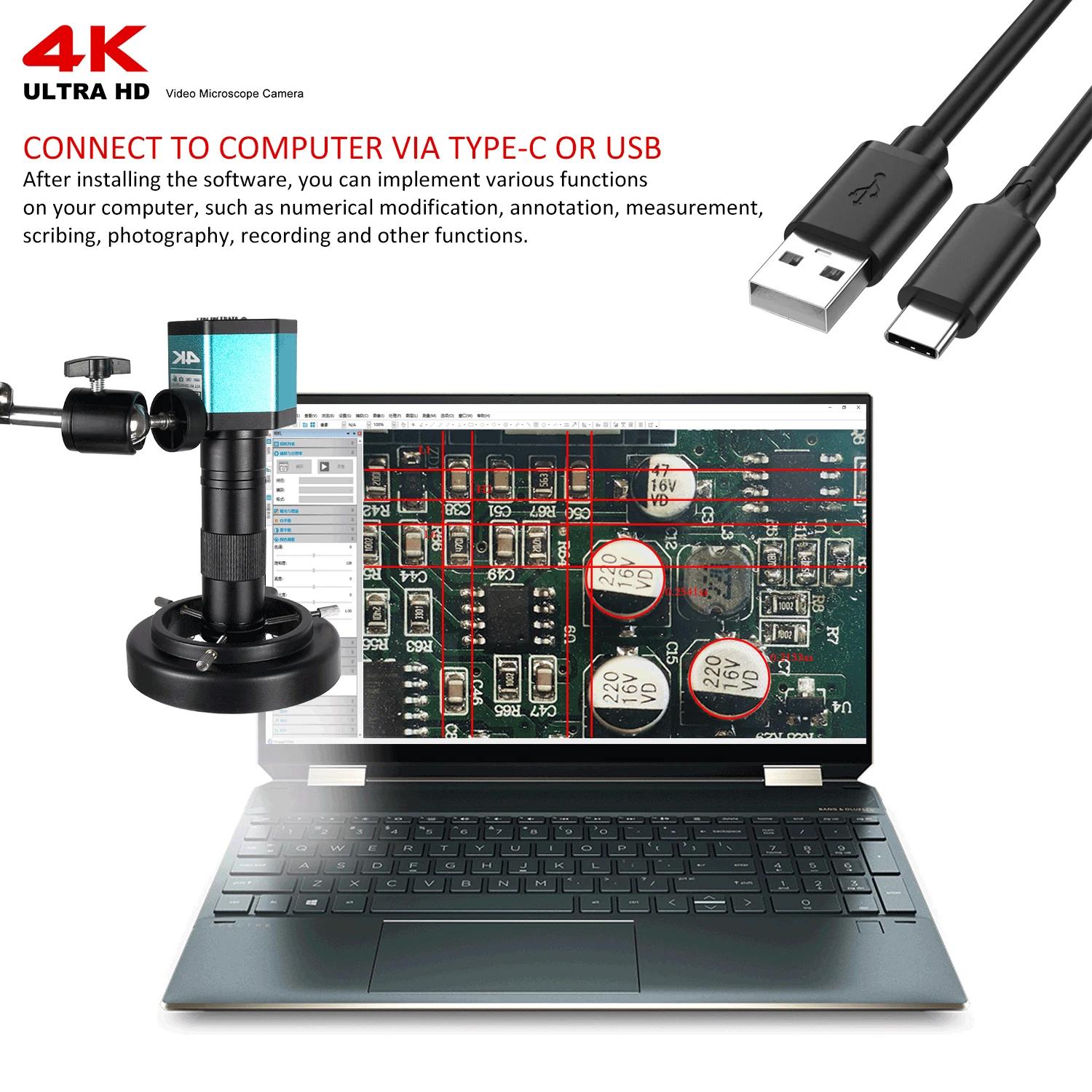 Microscope numérique pour l'électronique, caméras industrielles USB, HDMI, n'aime 1-150X, objectif à