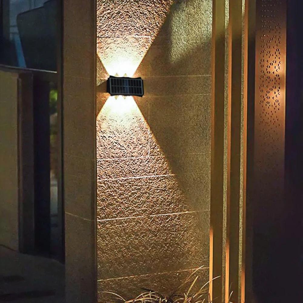 Lampes solaires d'extérieur Super lumineuses, pour jardin, haut et bas, blanc chaud, étanche, pour c
