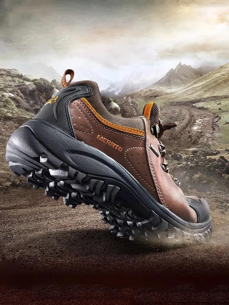 MERRTO-Chaussures d'extérieur en cuir de vachette pour hommes et femmes, chaussures de randonnée, tr