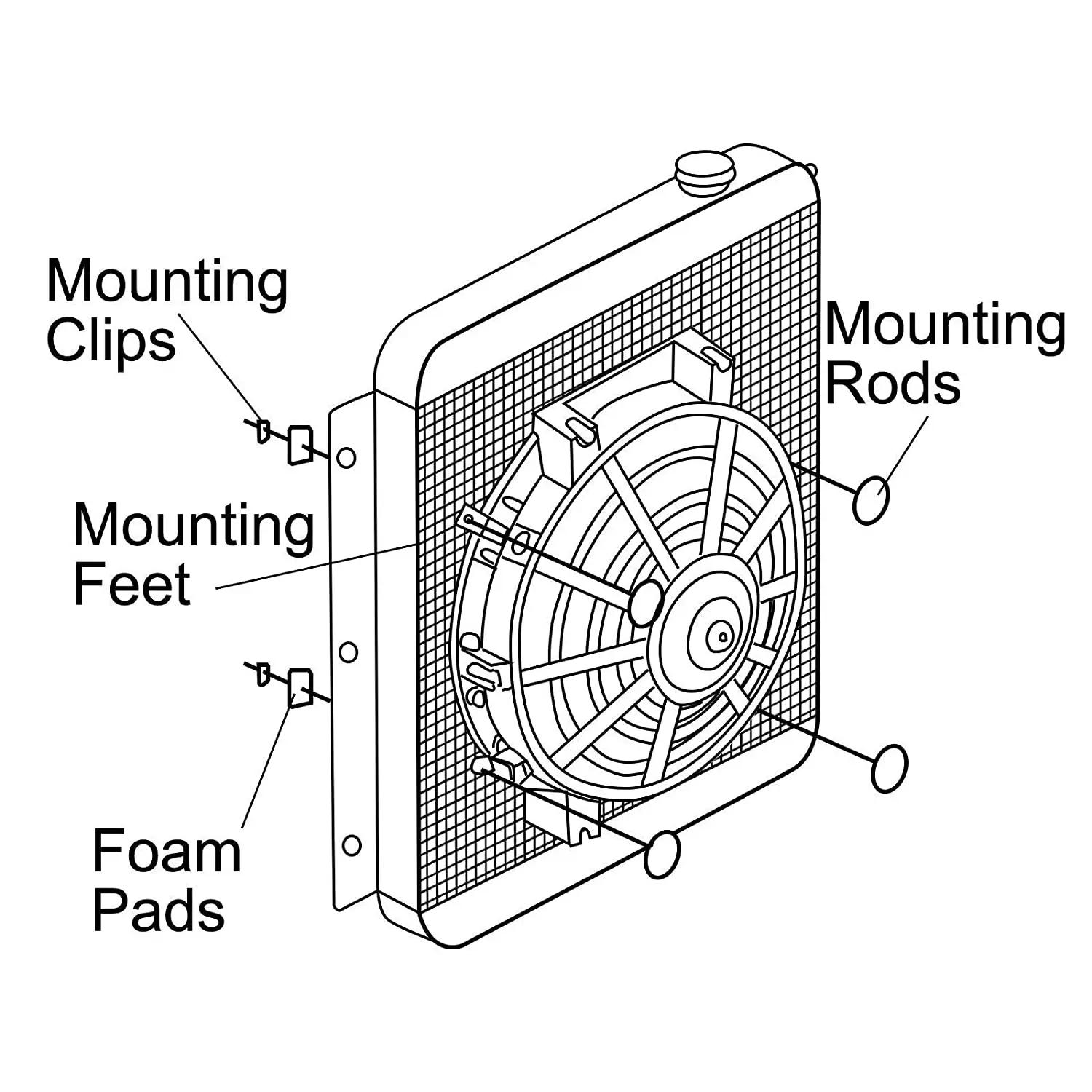 Ventilateurs de refroidissement de radiateur mince 650CFM de 6 pouces, ventilateur électrique univer
