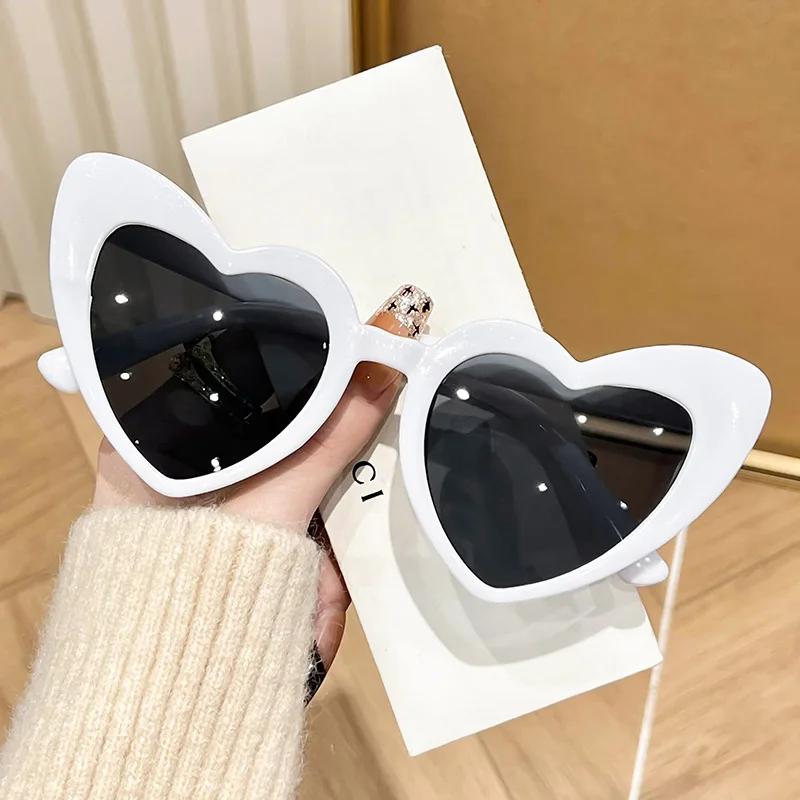 Lunettes de soleil Vintage rétro Instagram en forme de cœur, transparentes, roses, brillantes, pour