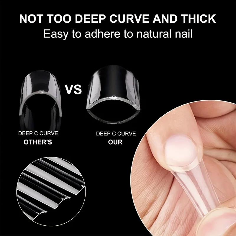 No C Curve Square Nail Tips-No C Curve Long Nail Tips-502Pcs No C Curve XXL carré droit faux ongles