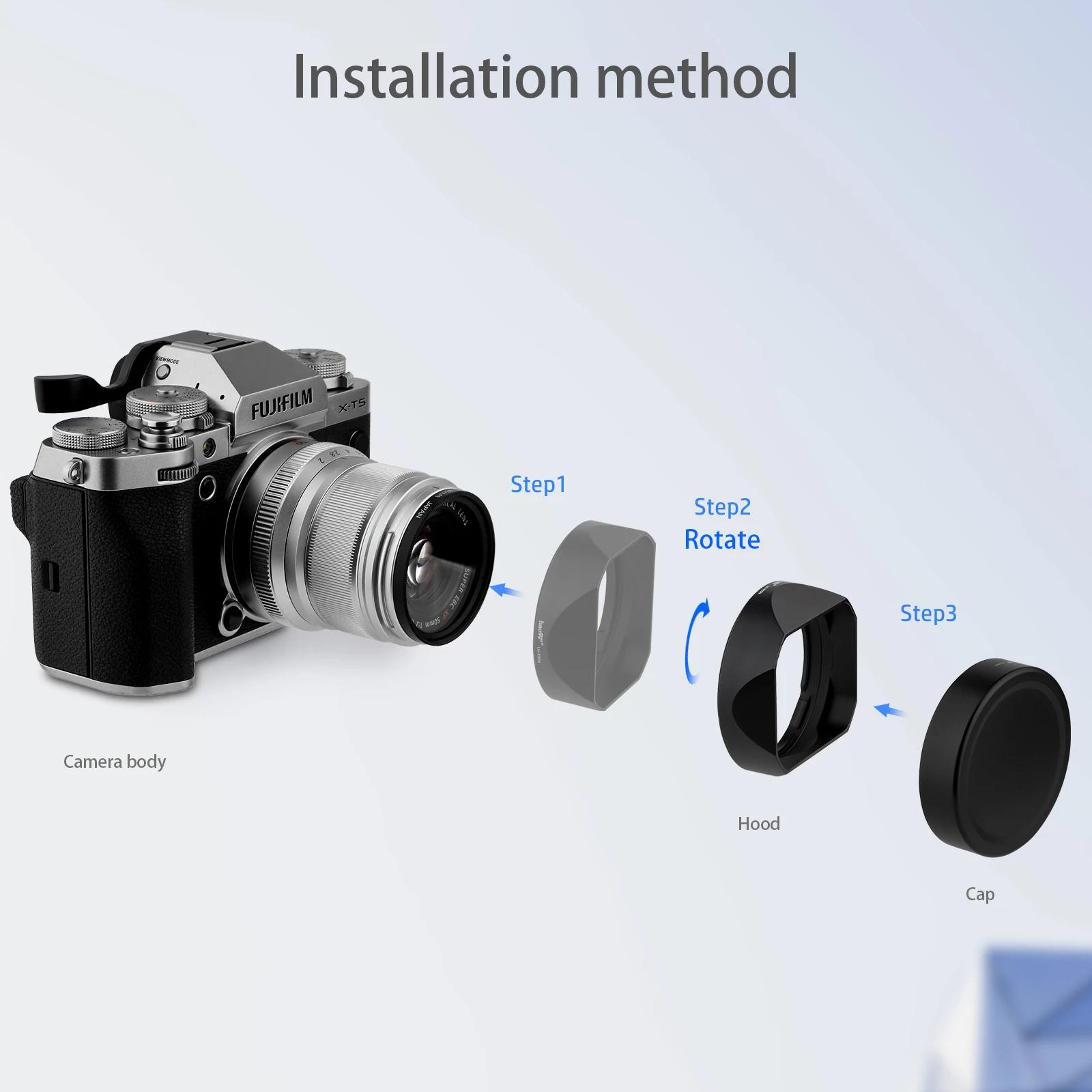 Haoge LH-X50N baïonnette carré en métal pare-soleil pour Fujifilm Fuji Fujinon XF 50mm ustensiles de