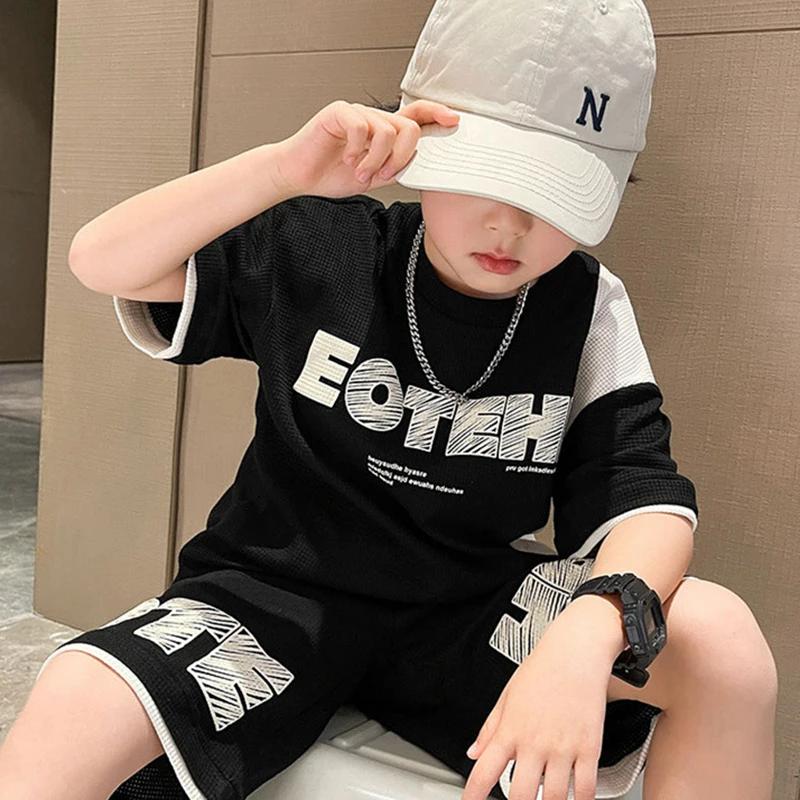 Nouvel été adolescents garçons vêtements ensembles enfant mode lettre haut et short 2 pièces enfants
