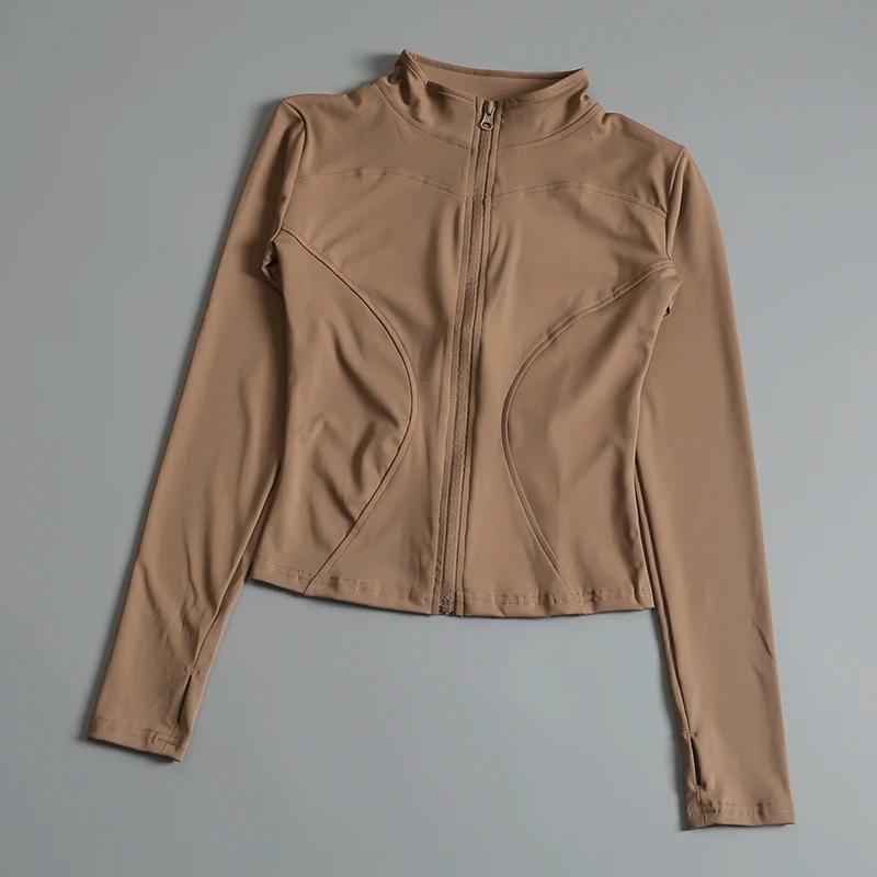 Veste de sport femme zip fitness yoga manches longues - Vêtements d'entraînement running léger et respirant
