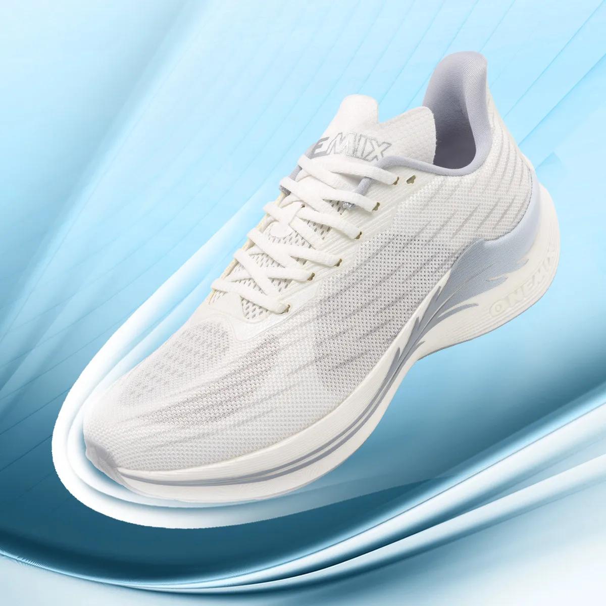 Chaussures de jogging ONEMIX homme - Baskets course blanches lacets coton respirantes