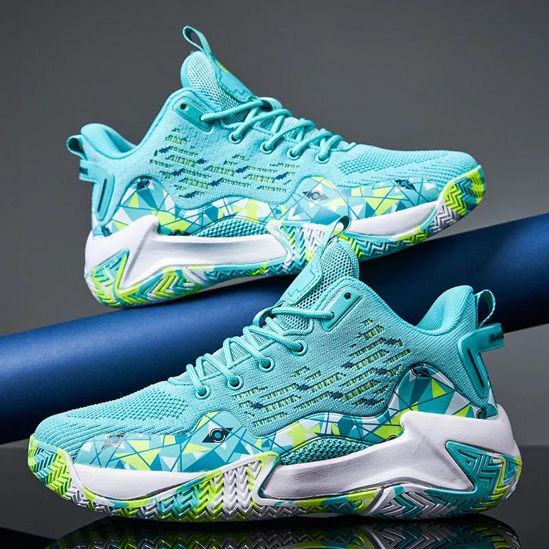 Chaussures de basket-ball en maille respirante et absorbant les chocs pour hommes, bottes de sport a