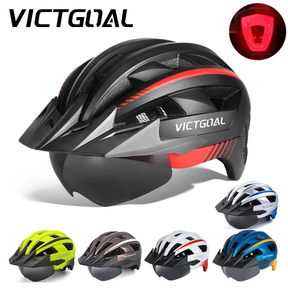 VICTGOAL Casque de vélo pour hommes Lunettes de protection solaire Casque de cyclisme LED USB Lumièr