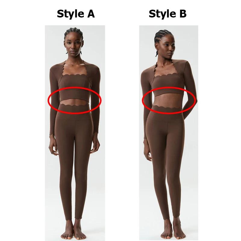 Ensemble de yoga fitness deux pièces pour femmes, couleur unie, manches longues, tenue de sport ajus