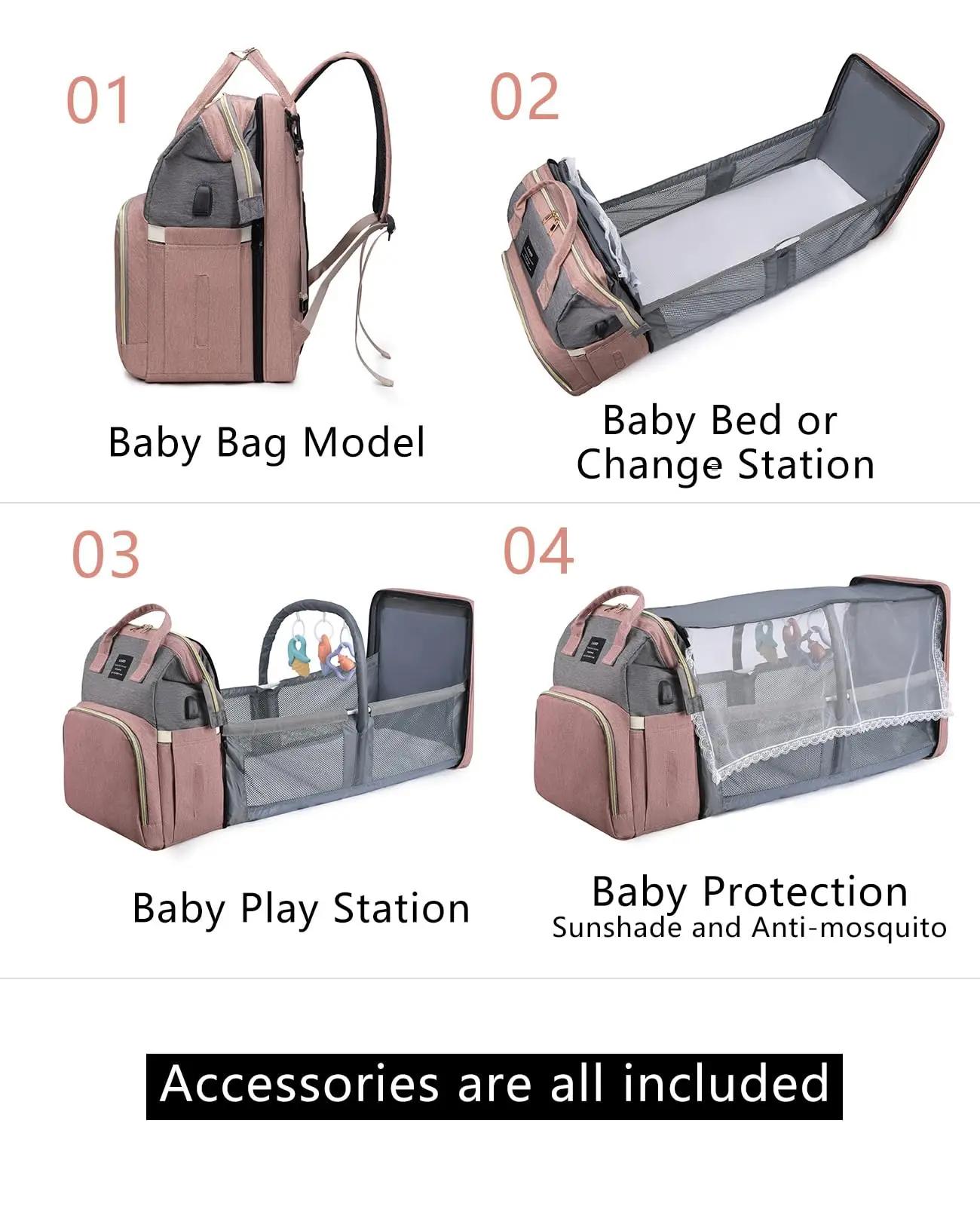 Sac à dos pour couches avec matelas à langer, grande capacité, sac de voyage pour bébé pour maman, i