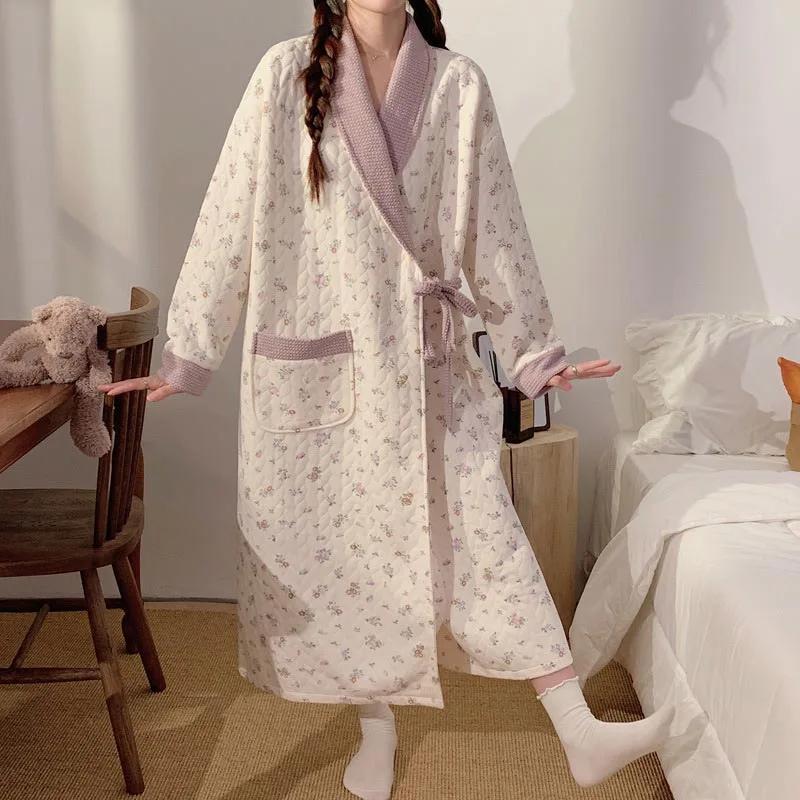 Pyjama de maternité thermique doux pour femme, chemise de nuit ample pour allaitement, robe de nuit
