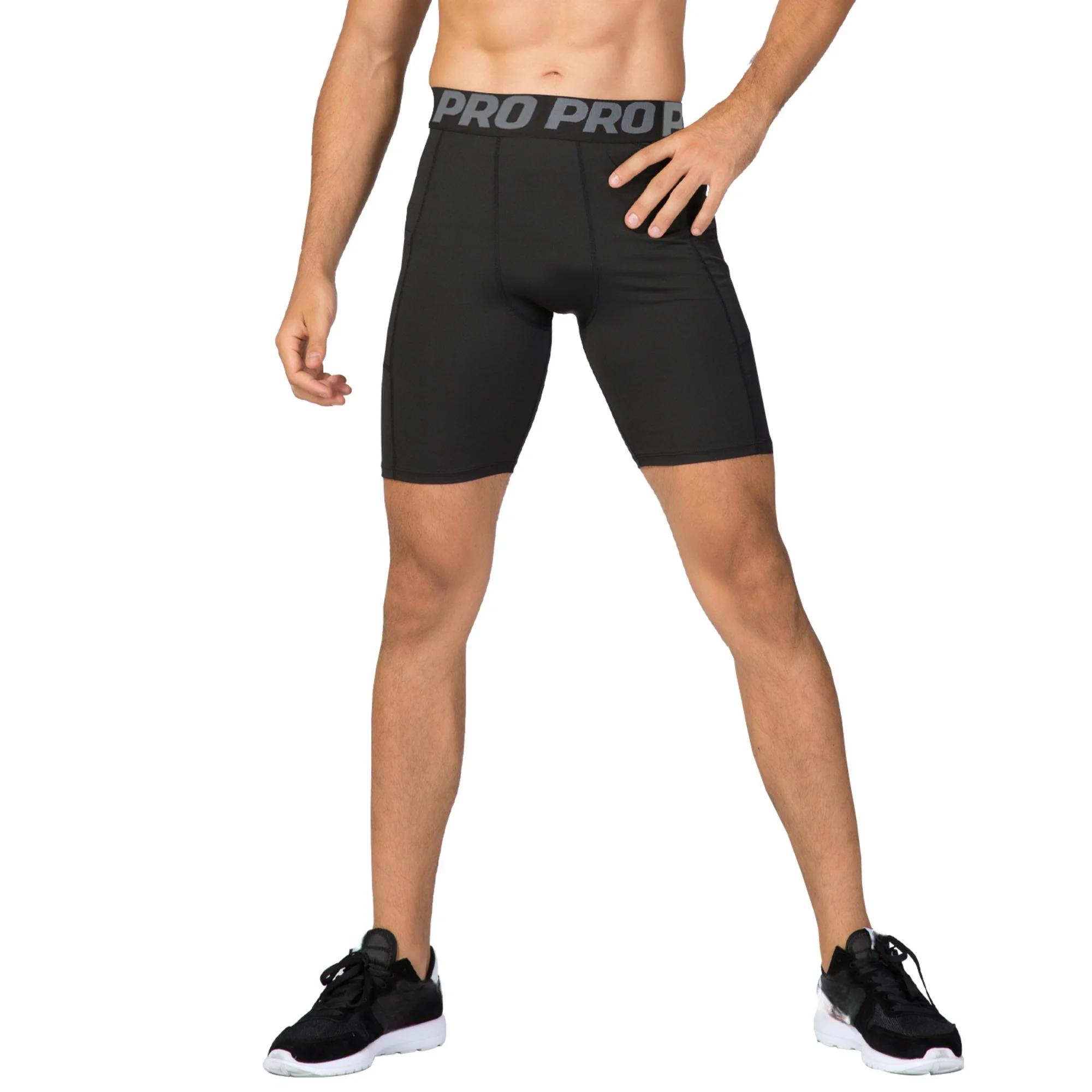 Shorts de compression pour hommes avec poche, en spandex, pour la course à pied, le sport, l'entraîn