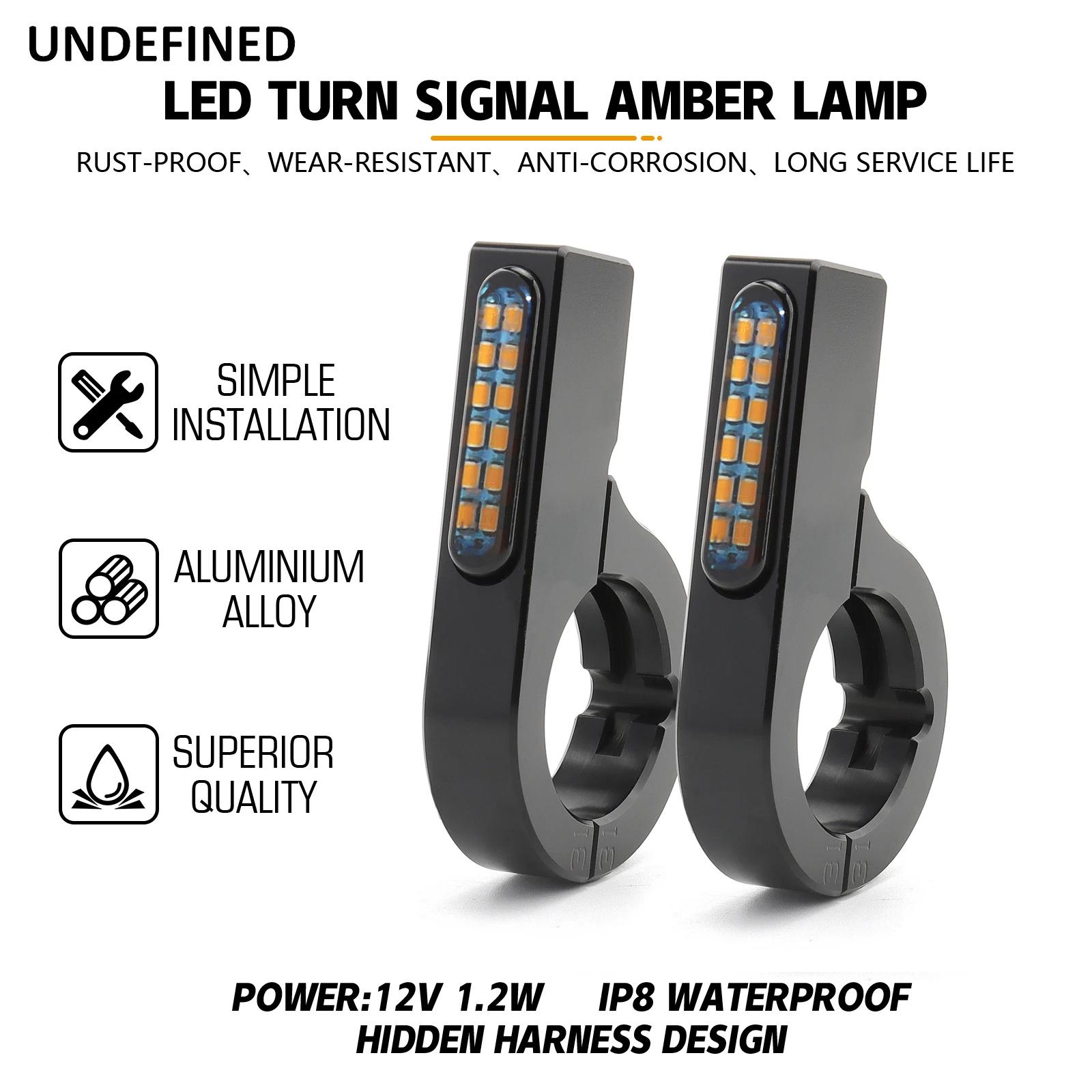 Pince de fourche pour moto, 28mm-58mm, clignotants, indicateurs LED, lumières ambre pour Harley Hond