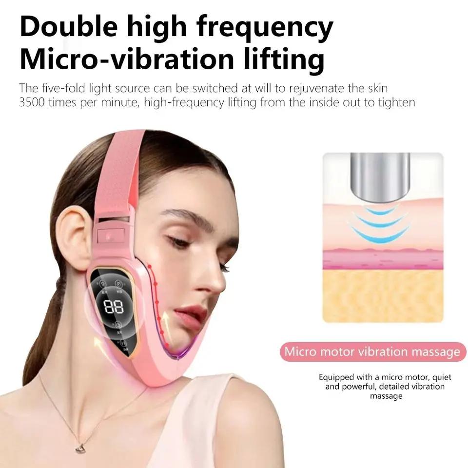 Thérapie photonique LED masseur de vibrations amincissant pour le visage dispositif de levage du vis