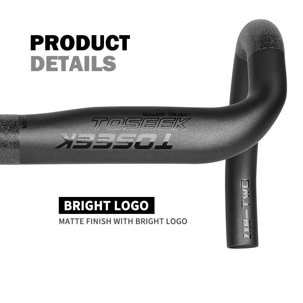 TOSEEK – guidon de vélo de route en Fiber de carbone, barre coudée, noir mat, 40/42/44 cm, routage e