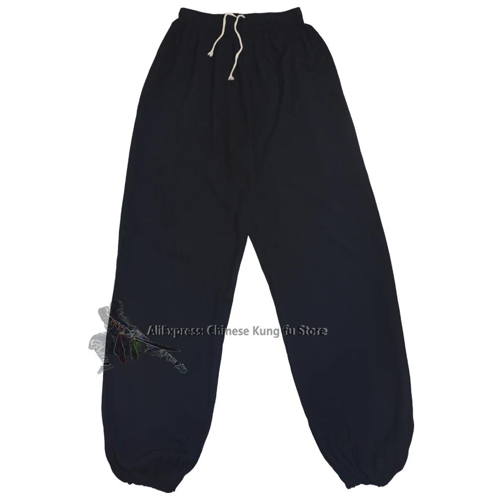 Pantalons coton arts martiaux Kung fu Tai chi noir blanc pour adultes enfants - Yoga méditation