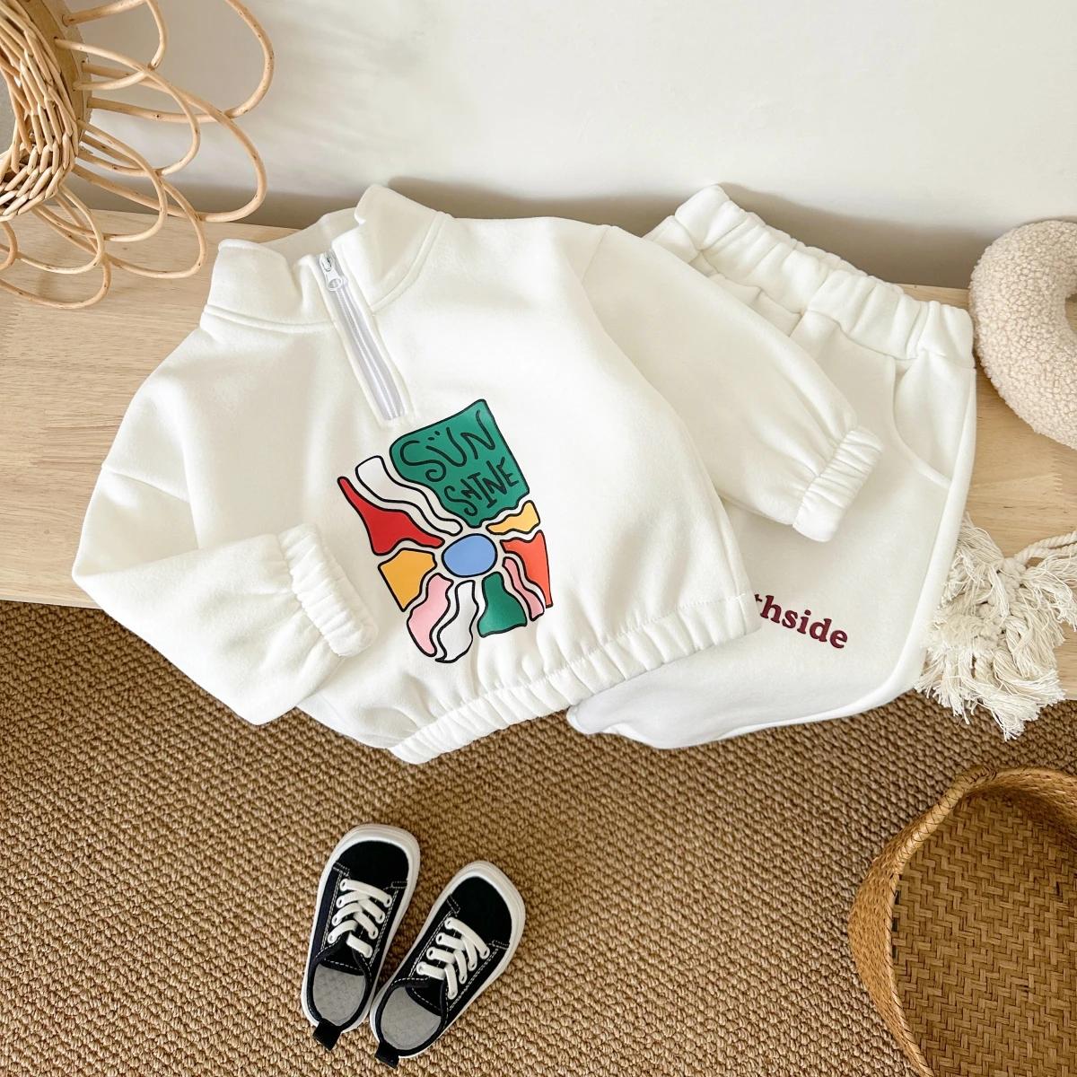 Ensemble de vêtements pour bébé garçon, veste et pantalon, survêtement épais et chaud, tenue pour en