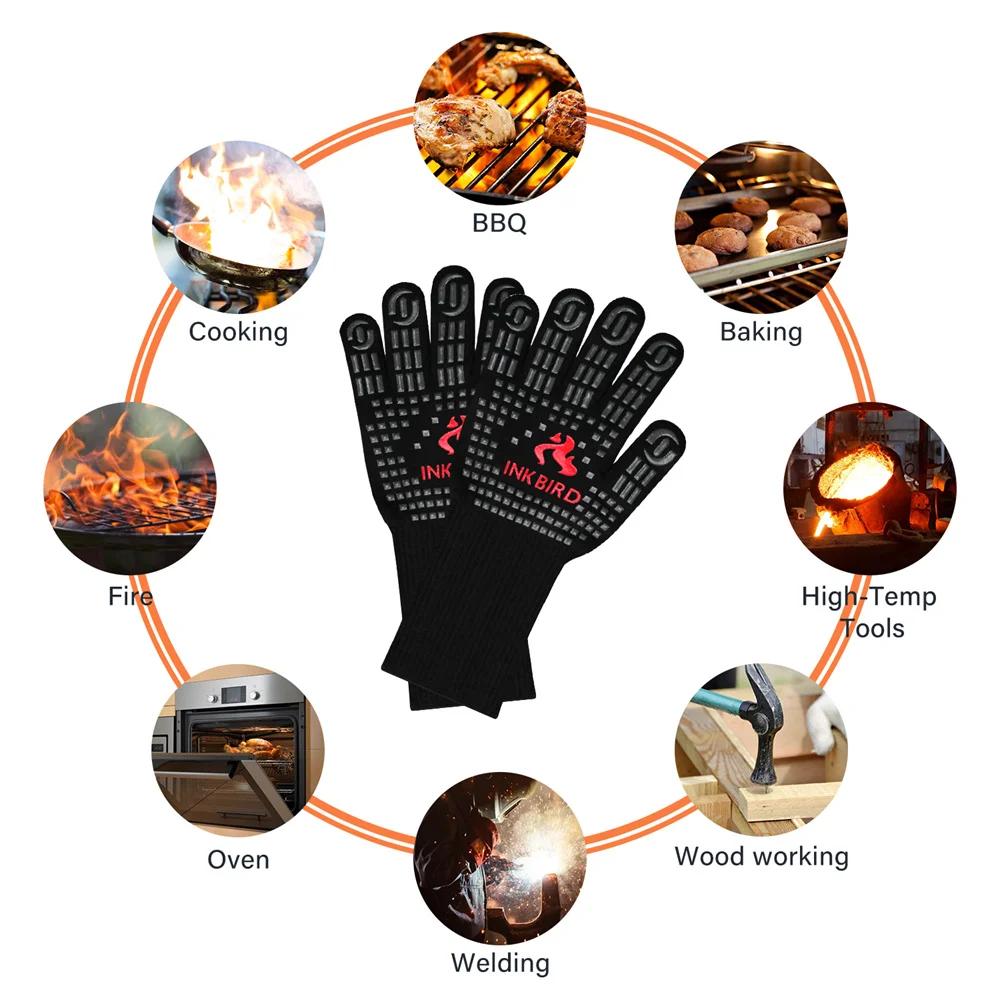 INKBIRD Gants chauds pour barbecue de 14 pouces 1472 ℉ Gant de grill résistant à la chaleur extrêm