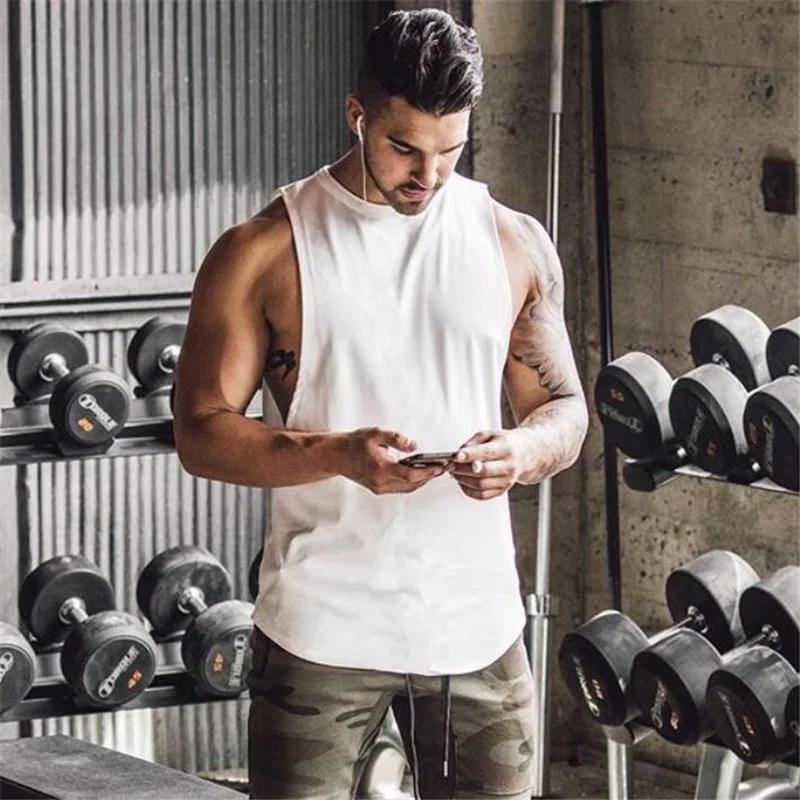 Gilets unis pour hommes, débardeur musculaire de musculation, Fitness, Sport, T-Shirt ample sans man