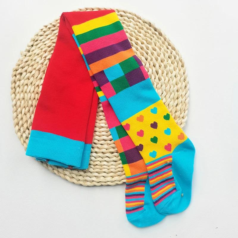 1 paire de collants pour filles, mignons, rayés, à motif de cœur et de fleurs, doux et extensibles,