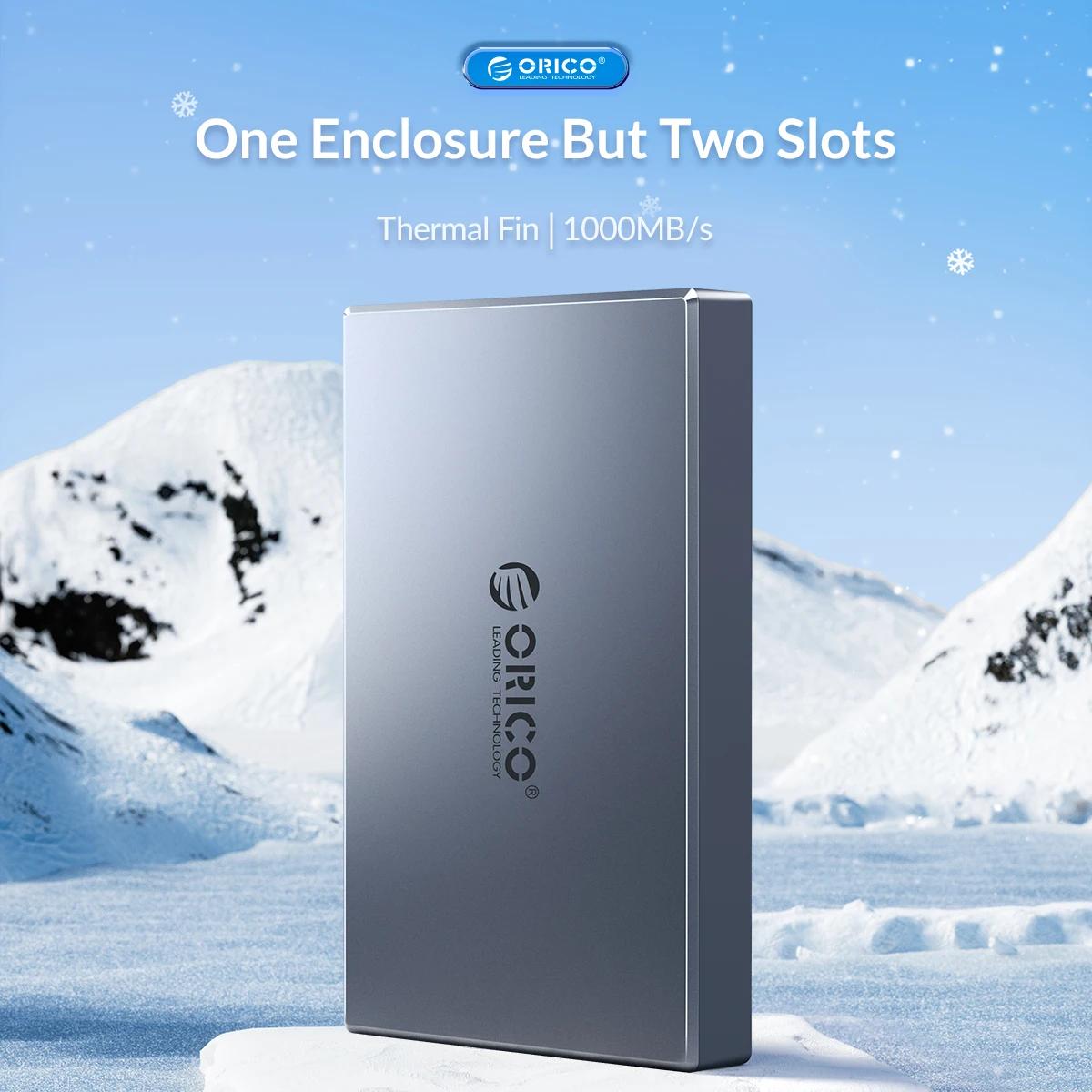 ORICO – boîtier SSD M.2 NVMe M2, en alliage d'aluminium, à double baie, pour clé M B & M, boîtier gr