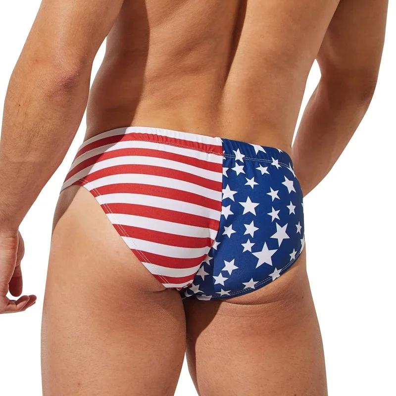 Maillot de bain push up homme bikini bref - Shorts surf plage sexy drapeau américain imprimé