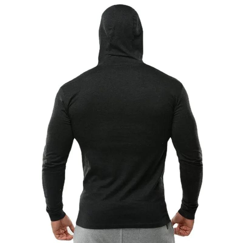 Nouveau sweat-shirt à capuche uni pour homme, manches longues, coton, fitness, musculation, coupe aj