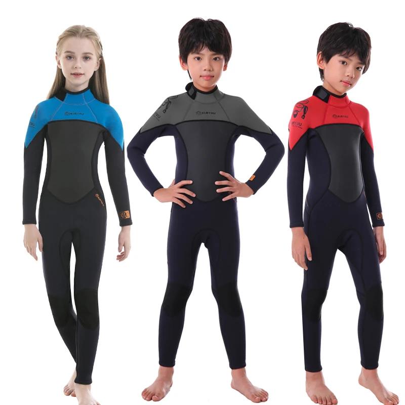 Combinaison de plongée en néoprène pour enfants, 2.5MM, maillot de bain complet thermique pour jeune