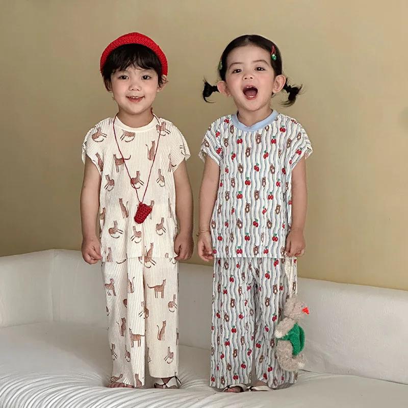 MILANCEL – ensemble de vêtements d'été pour enfants de 1 à 10 ans, T-shirt + short à motif d'ours de