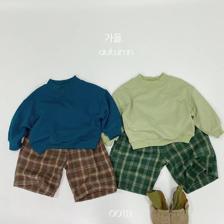 Pantalon à Carreaux pour Garçon, Tissu Tissé, Jambes Larges, Court, à la Mode, Printemps Automne