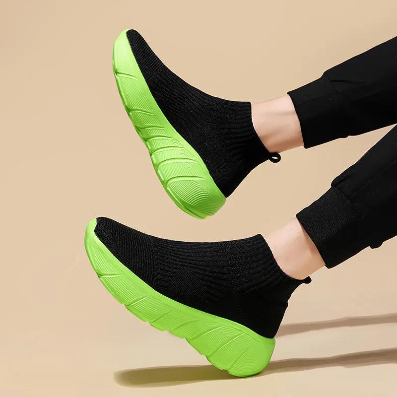 Chaussures de course à plateforme montantes pour hommes et femmes, baskets de sport, chaussettes res