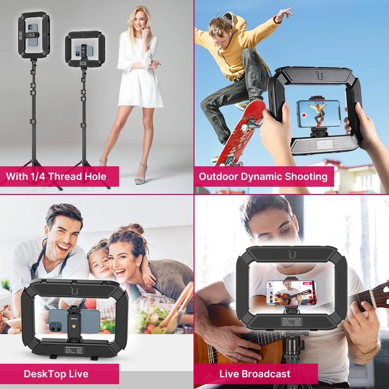 Ulanzi U200 rechargeable Smartphone plate-forme vidéo prise de vue verticale LED anneau lumineux LED