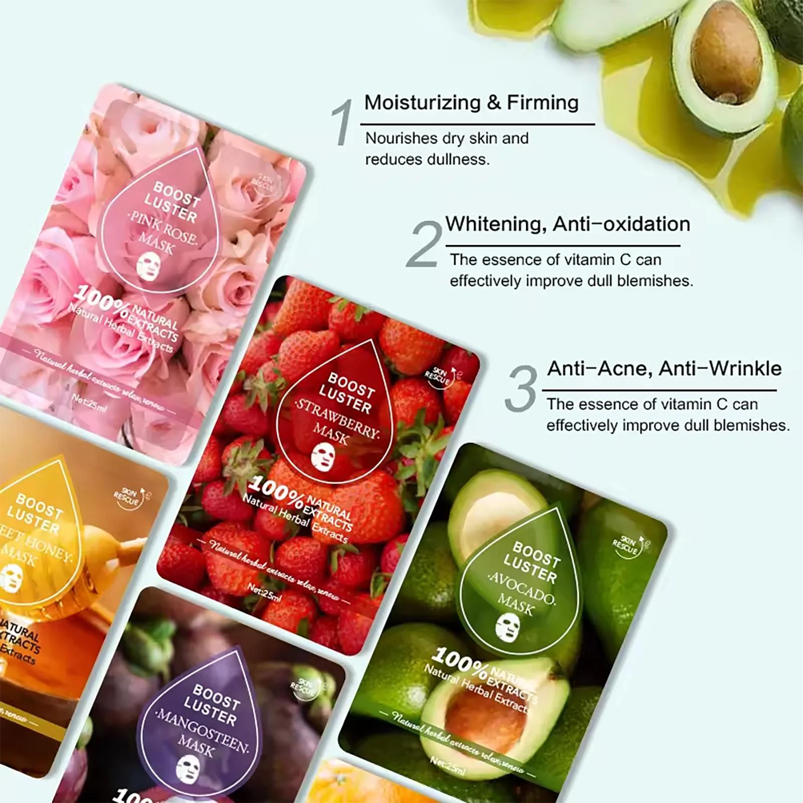 AILKE-Masque facial hydratant blanchissant à la vitamine C, acide hyaluronique, anti-rides, soins po