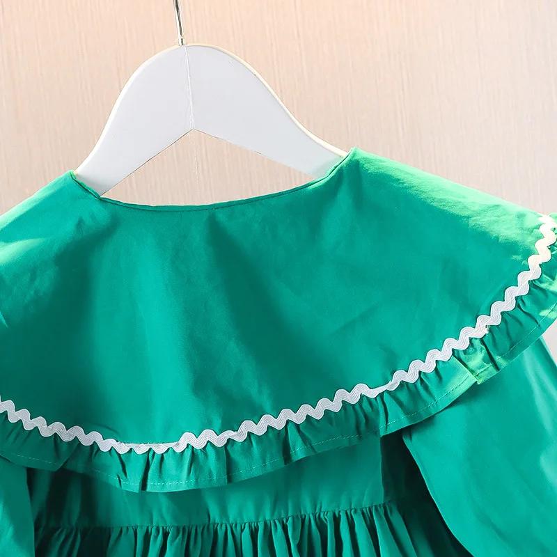 Robe version coréenne pour enfants printemps et automne mode fille pur coton fleur poupée cou robe i