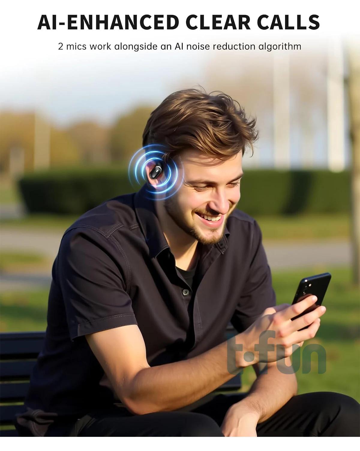 Écouteurs intra-auriculaires Bluetooth 5.4, avec micro antibruit ENC, appels clairs et son Hifi, vér