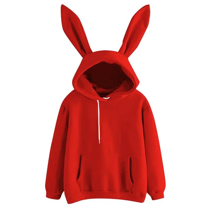 2025 automne et hiver nouveaux vêtements pour femmes Harajuku Wei à capuche lapin à capuche couleur