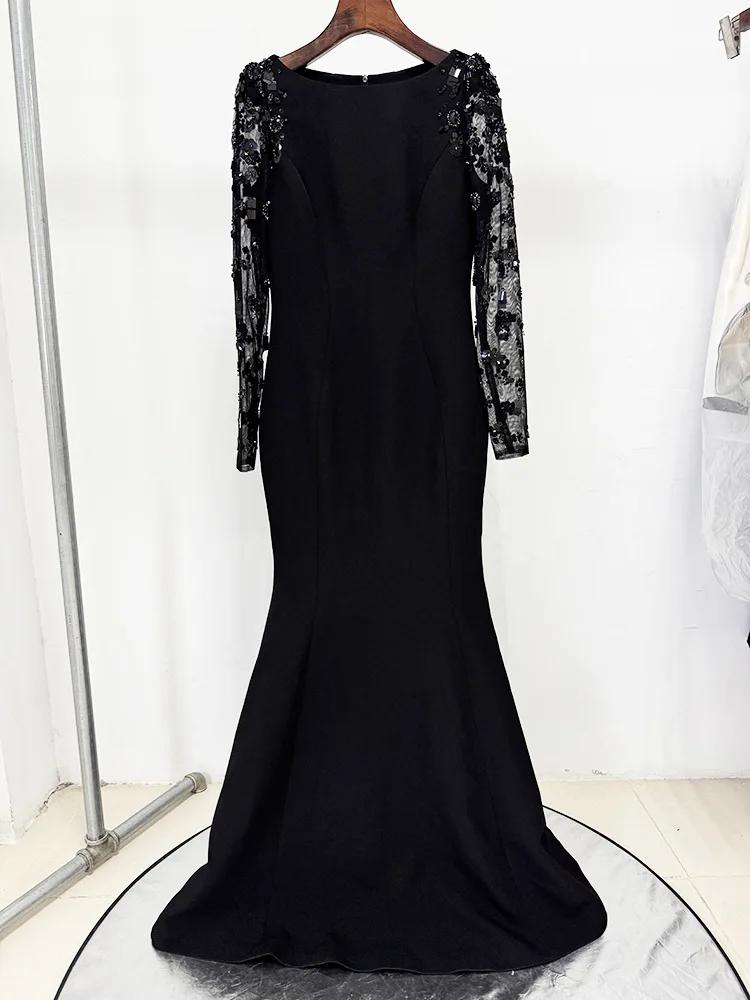 HIGH STREET Nouvelle Collection 2026 Robe Longue de Soirée Designer pour Femme, à Manches Longues, e