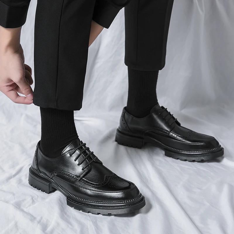 Chaussures en cuir à lacets pour jeunes hommes, chaussures d'affaires formelles, chaussures de maria